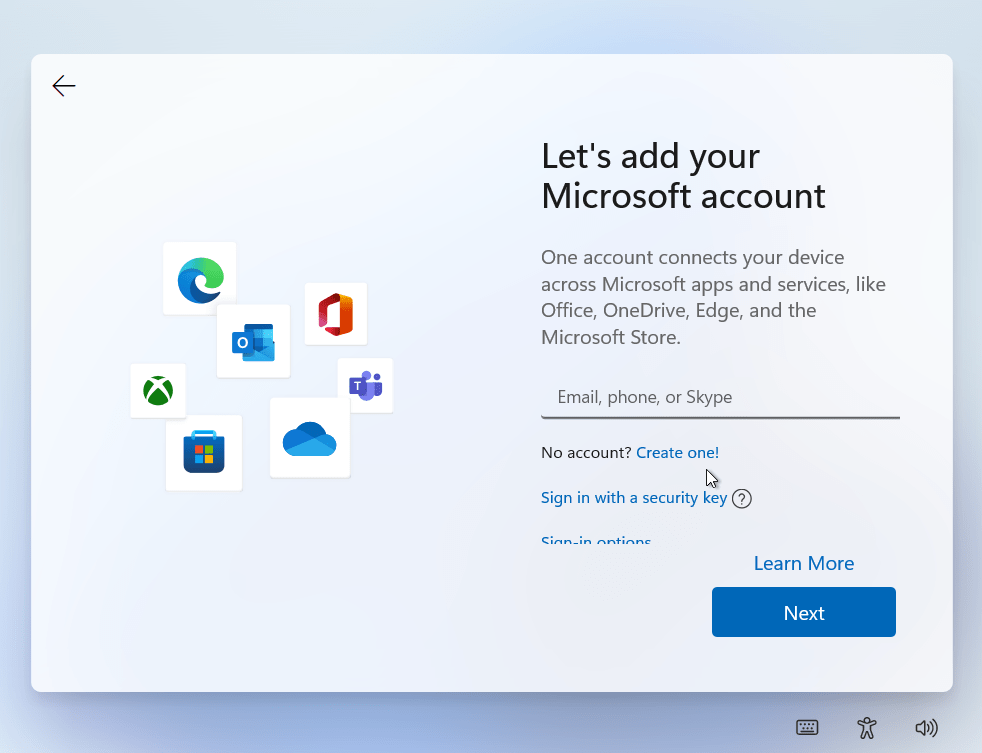 Windows 11 OOBE Create Account